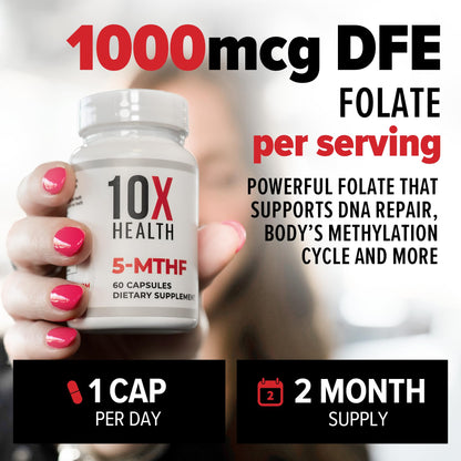 10X Health 5-MTHF Methylfolate with Magnesium | 60 Capsules