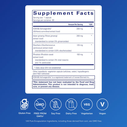 Pure Encapsulations Energy Xtra - Adaptogen Formula for Stamina (60 Caps)