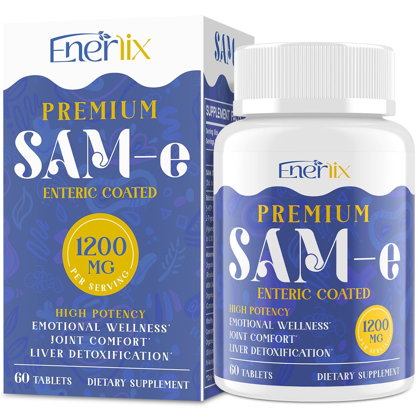 1200 mg SAM-e Supplement - Enteric Coated, Vegan | Brain Mood Joints Liver