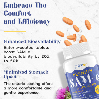 1200 mg SAM-e Supplement - Enteric Coated, Vegan | Brain Mood Joints Liver