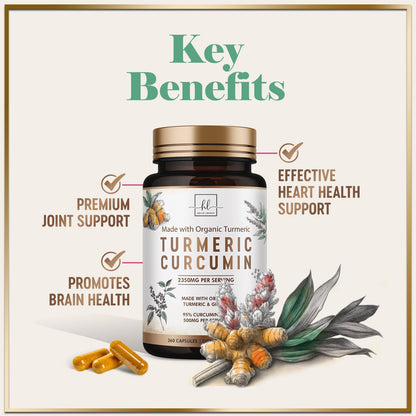 Turmeric Curcumin 95% Curcuminoids, 1750mg with BioPerine | Vegan, Non-GMO, 360 Capsules | USA Bottled