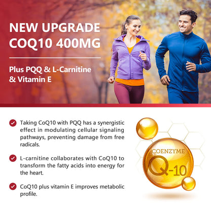 Nature Target CoQ10 400mg with PQQ, Omega-3s & L-Carnitine – High-Absorption CoQ10 with BioPerine | 120 Servings