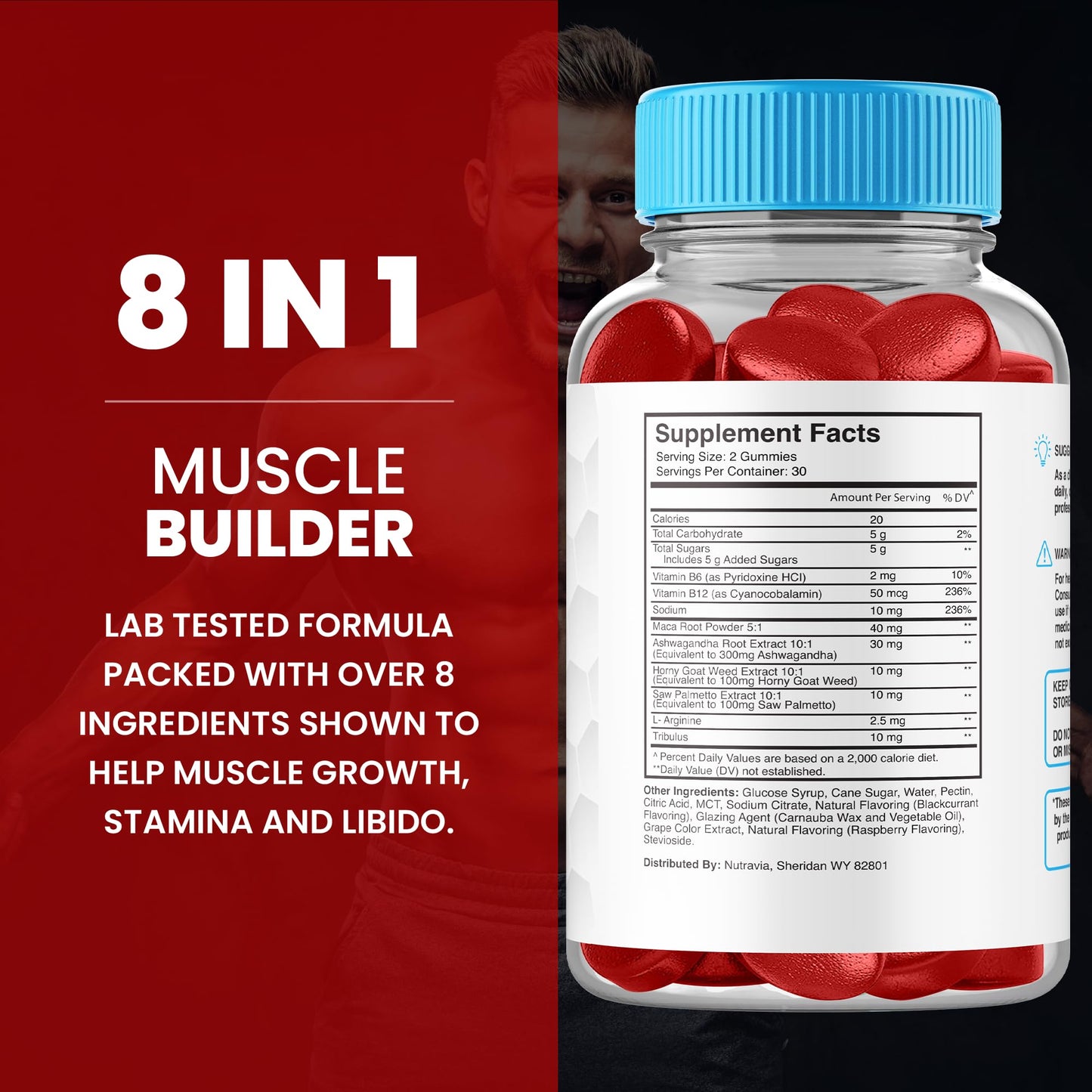 Male Enhancing Gummies - 6 in 1 Testosterone Booster for Men | 60 Gummies