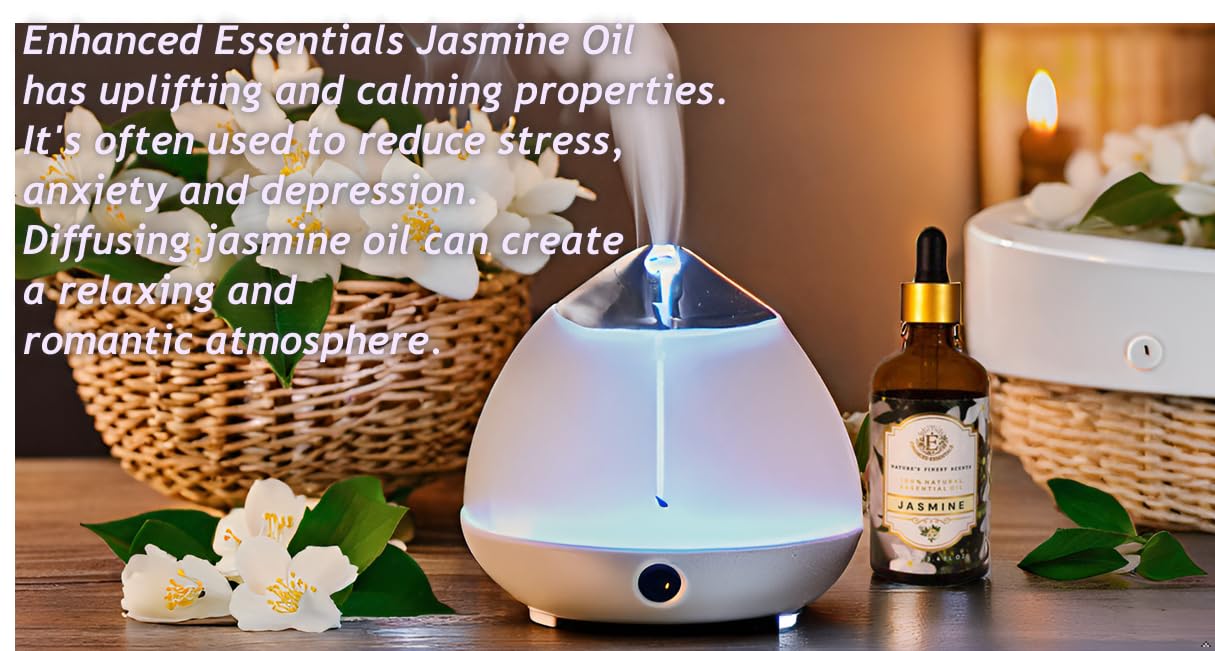 Enhanced Essentials Jasmine Essential Oil | Slow Distilled, 100 ml | Diffusers, Skincare & Bath