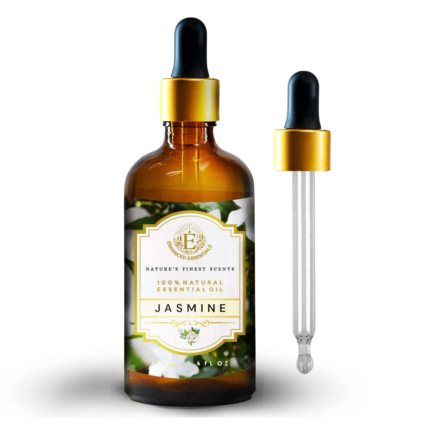 Enhanced Essentials Jasmine Essential Oil | Slow Distilled, 100 ml | Diffusers, Skincare & Bath