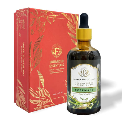 Enhanced Essentials Rosemary Essential Oil – Pure & Undiluted, 100 ml | Glass Dropper