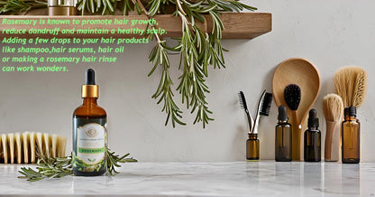 Enhanced Essentials Rosemary Essential Oil – Pure & Undiluted, 100 ml | Glass Dropper