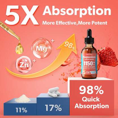 Magnesium Glycinate Liquid, Triple Magnesium Complex Liquid Drop, Magnesium Taurate & Citrate Liquid for Adults Calm Stress Support, Muscle Relaxation, Good Sleep
