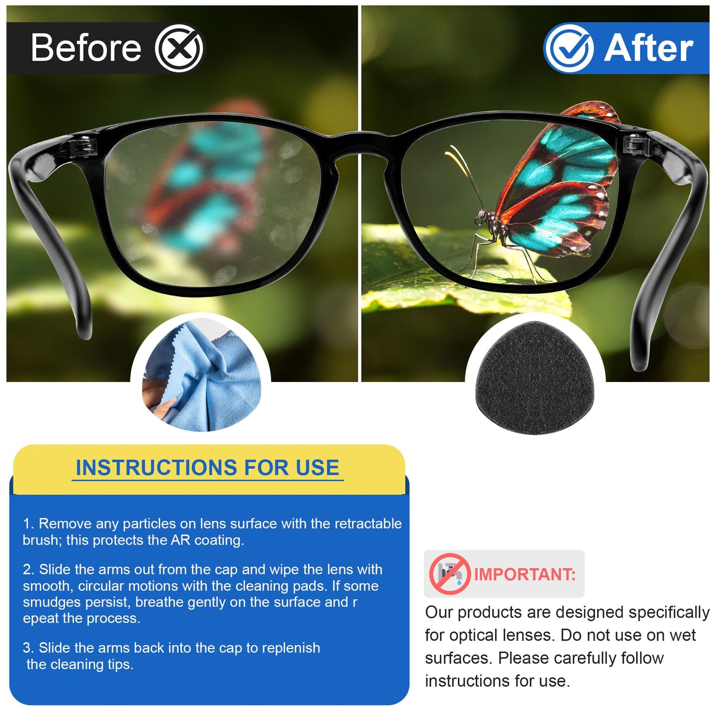 Enhon 8 Pcs Replacement Cleaner Pads for CarbonKlean Eyeglass Cleaner
