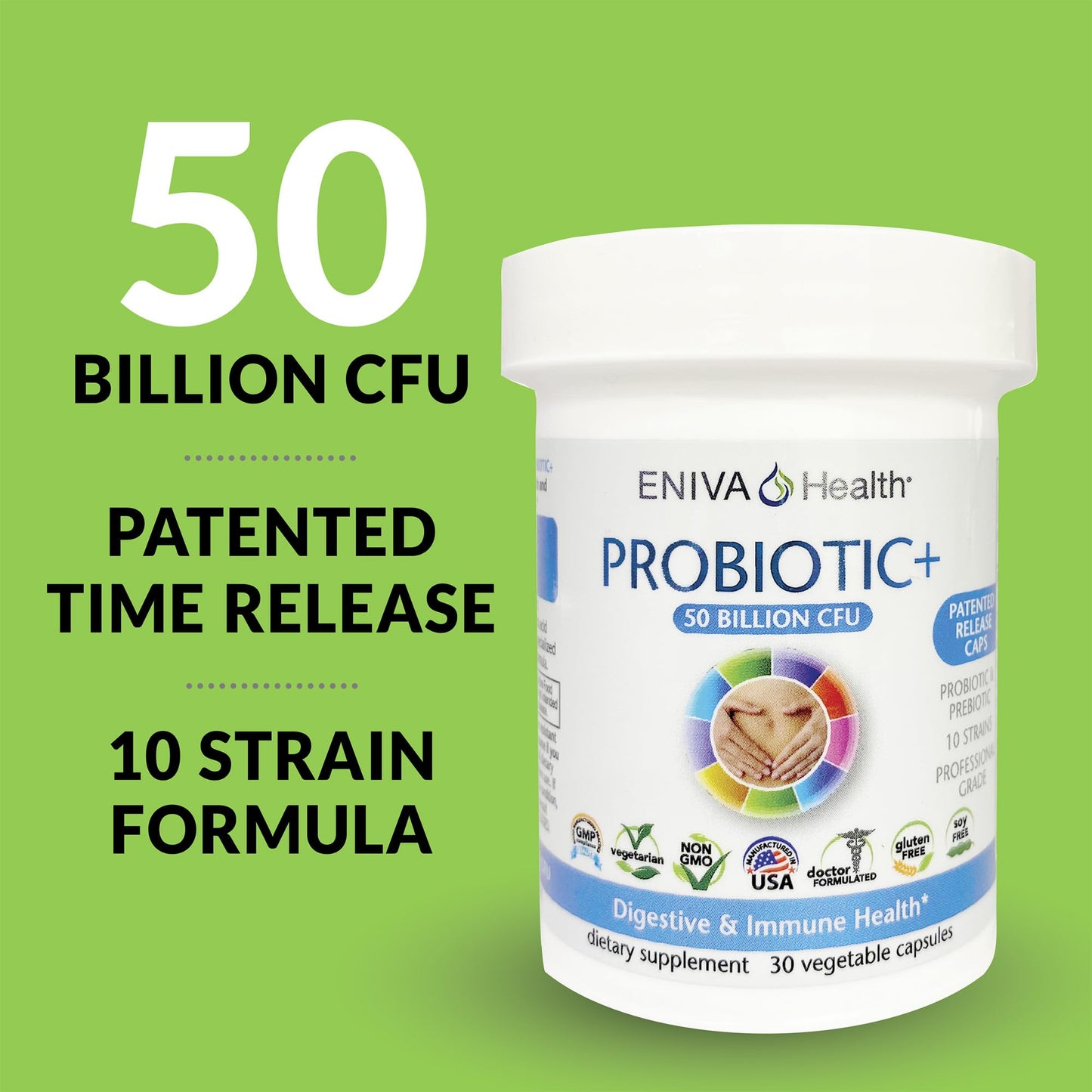 Eniva Health Probiotic with Prebiotic - 50B CFU, 30 Caps
