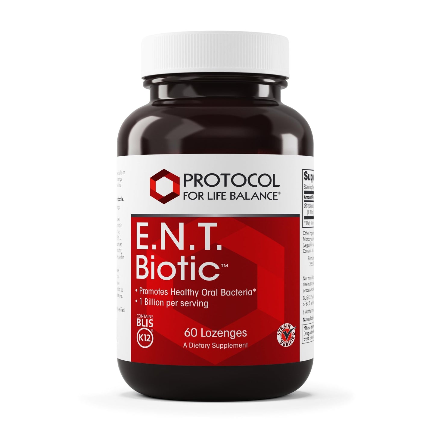 PROTOCOL FOR LIFE BALANCE E.N.T. Biotic Probiotic Lozenge – 1B CFU, Oral & Throat Health, 60 Lozenges