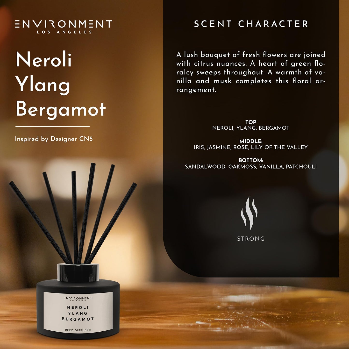 Environment CN5 Reed Diffuser – Neroli, Ylang & Bergamot | 200ml Luxury Home Fragrance