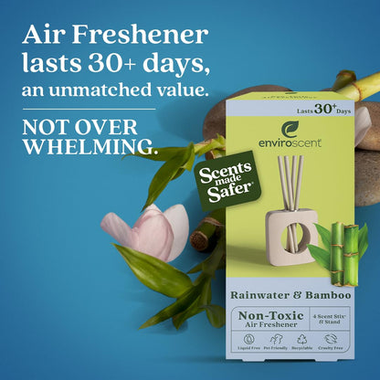 Enviroscent Non-Toxic Air Freshener for Home Diffuser | 30+ Day Fragrance | Mango Wood Stand & Scent Stix Refill