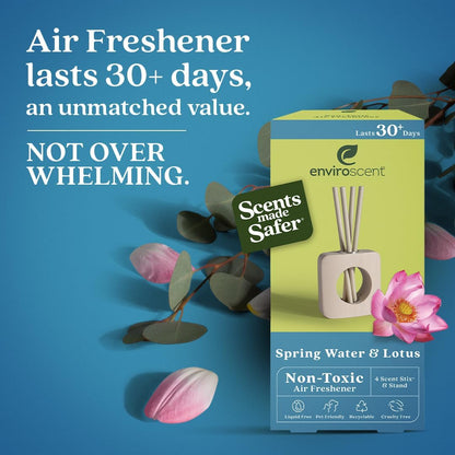 Enviroscent Non-Toxic Air Freshener for Home | Liquid Free Diffuser | 30+ Days | Mango Wood Stand & Scent Stix Refill