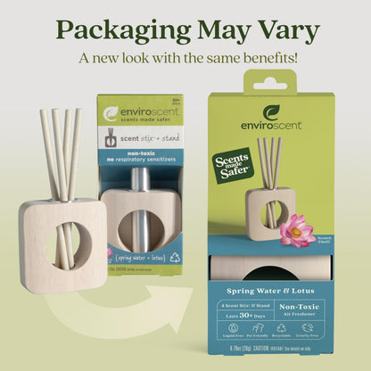 Enviroscent Non-Toxic Air Freshener for Home | Liquid Free Diffuser | 30+ Days | Mango Wood Stand & Scent Stix Refill