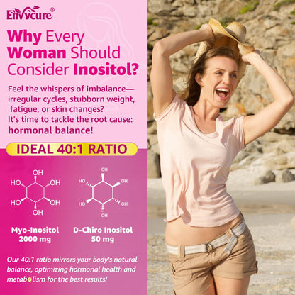 EnvyCure Inositol + Omega-3 Gummies for Women – Hormonal Balance & Cycle Health (40:1) – Vegan Sugar-Free, 60 Ct