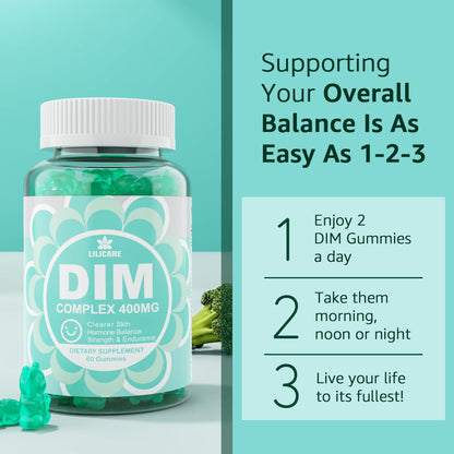 EnvyDeal DIM Supplement Women 400mg – Hormone Balance, Sugar Free Gummies, Bioperine & Flaxseed Oil (120 Ct)
