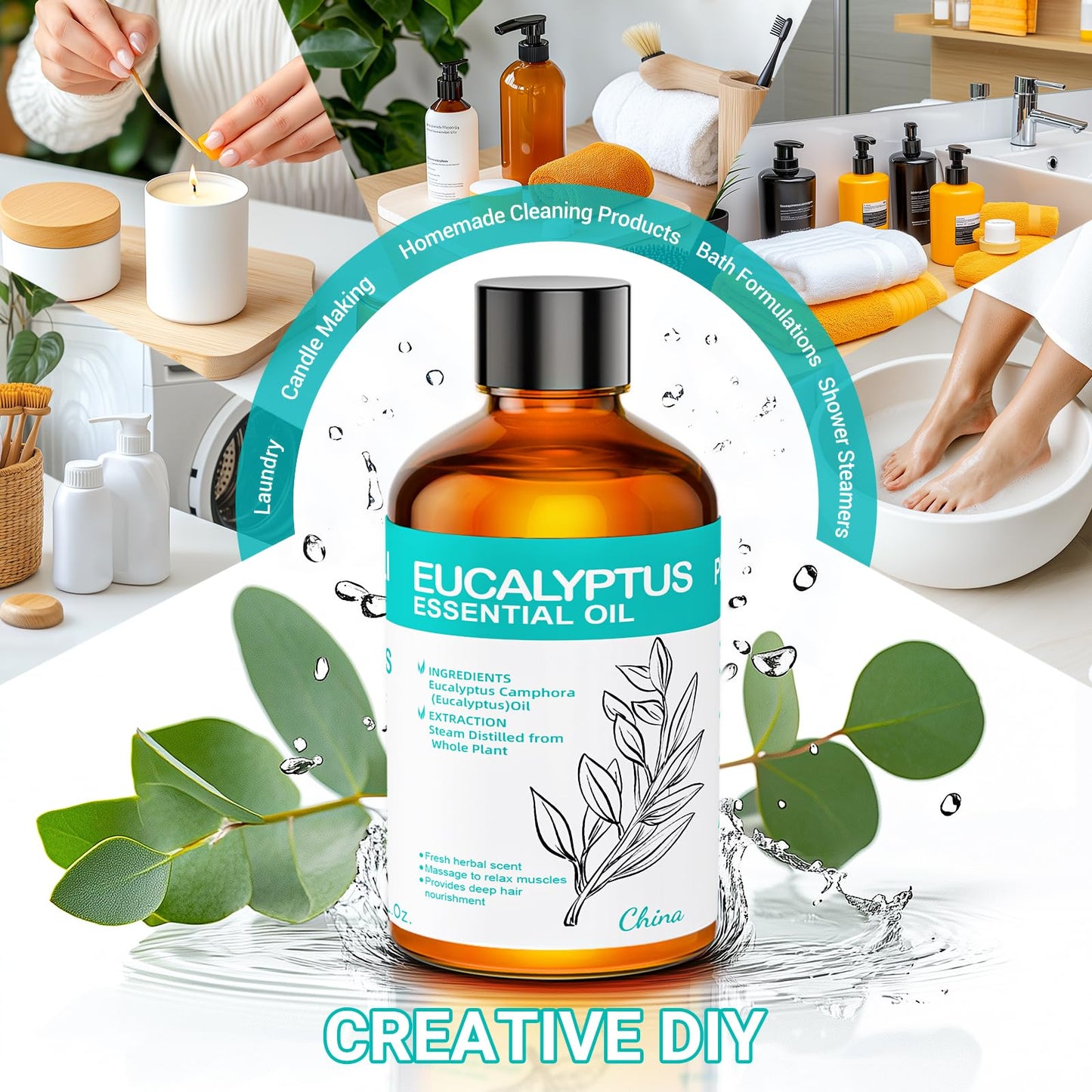ENYORLI Eucalyptus Essential Oil 3.38 fl oz – 100% Natural, Undiluted, Therapeutic Grade for Skin, Aromatherapy, Diffuser & Humidifier