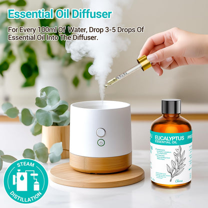 ENYORLI Eucalyptus Essential Oil 3.38 fl oz – 100% Natural, Undiluted, Therapeutic Grade for Skin, Aromatherapy, Diffuser & Humidifier