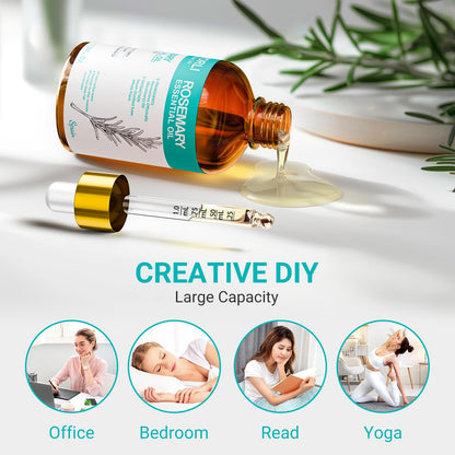 ENYORLI Rosemary Oil 3.38 fl oz – 100% Natural Essential Oil for Hair, Skin, Diffusers & Aromatherapy