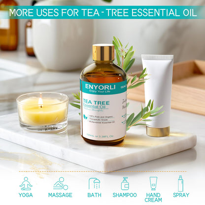 ENYORLI Tea Tree Oil 3.38 fl oz – 100% Natural Therapeutic Grade