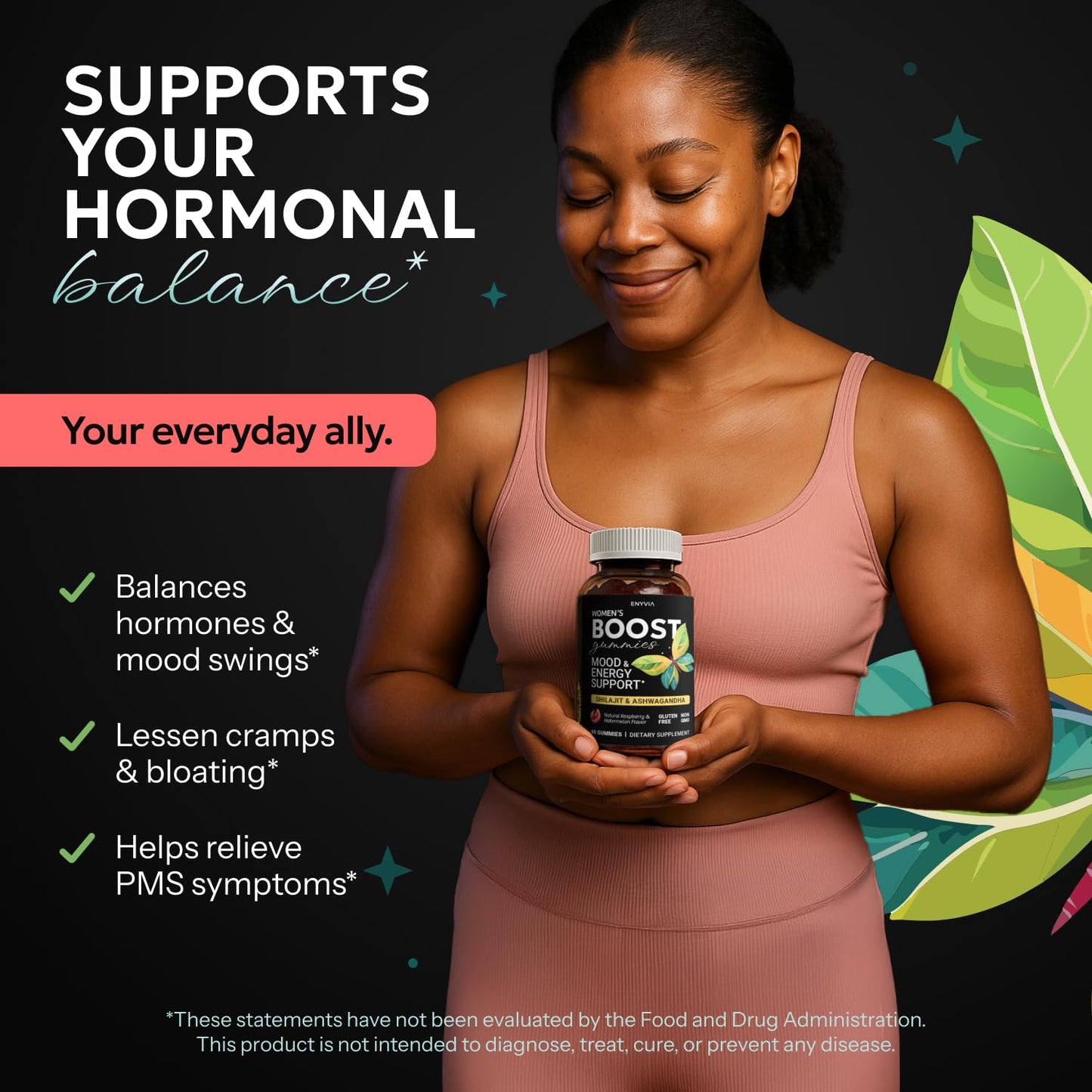 Enyvia Female Libido Booster Gummies - Shilajit & Ashwagandha for Hormonal Balance (60 ct, USA)