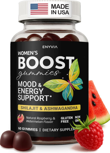 Enyvia Female Libido Booster Gummies - Shilajit & Ashwagandha for Hormonal Balance (60 ct, USA)