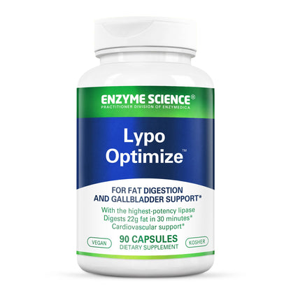 Enzyme Science Lypo Optimize – Lipase Digestive Enzyme Supplement – Vegan & Kosher – 90 Capsules