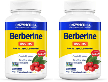 Enzymedica Berberine 800 mg – Vegan Metabolic Support Capsules (Pack of 2) | Sustainably Sourced Barberry