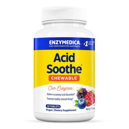 Enzymedica Chewable Acid Soothe - Heartburn & Indigestion Relief, 30 Count