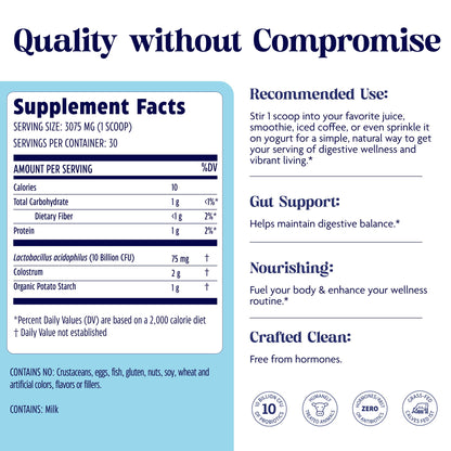 Enzymedica Colostrum Powder with Probiotics – Grass-Fed 2g Colostrum + 10B CFU | Gut & Immune Support, 30 Servings