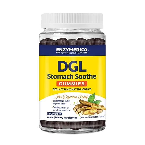 Enzymedica DGL Stomach Soothe Gummies – Deglycyrrhizinated Licorice, Digestive Support (Chocolate, 74 Count)