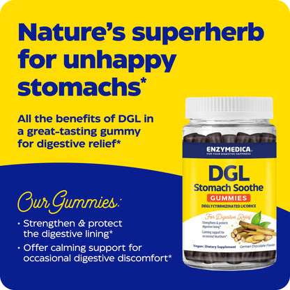 Enzymedica DGL Stomach Soothe Gummies – Deglycyrrhizinated Licorice, Digestive Support (Chocolate, 74 Count)