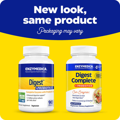 Enzymedica Digest Complete + Probiotics – Full-Range Enzymes + 800M CFU per Capsule (90 Capsules)