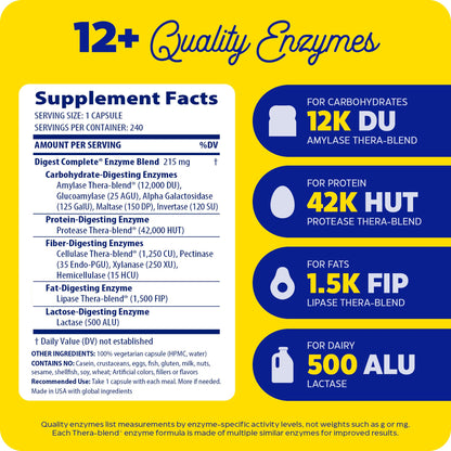 Enzymedica Digest Complete: Full-Range Digestive Enzymes for Daily Gut Support | 240 Count
