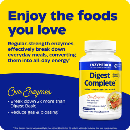Enzymedica Digest Complete: Full-Range Digestive Enzymes for Daily Gut Support | 240 Count