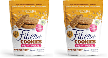 Enzymedica Digest Gold Fiber+ Cookies – Daily Prebiotic & Probiotic Fiber (Harvest Oat, Pack of 2)