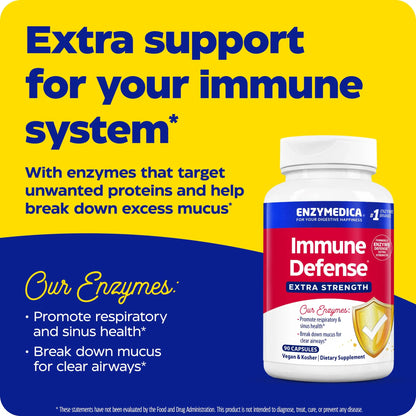 Enzymedica Immune Defense Extra Strength – Proteolytic Enzymes for 2X Immune & Respiratory Support (90 Count) BritishVita | Premium UK Vitamins & Wellness Supplements