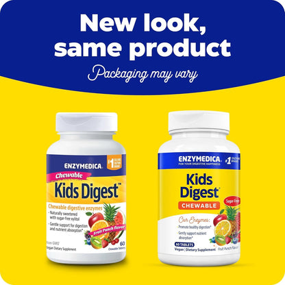 Enzymedica Kids Digest Chewable Digestive Enzymes – Fruit Punch, 60 Servings