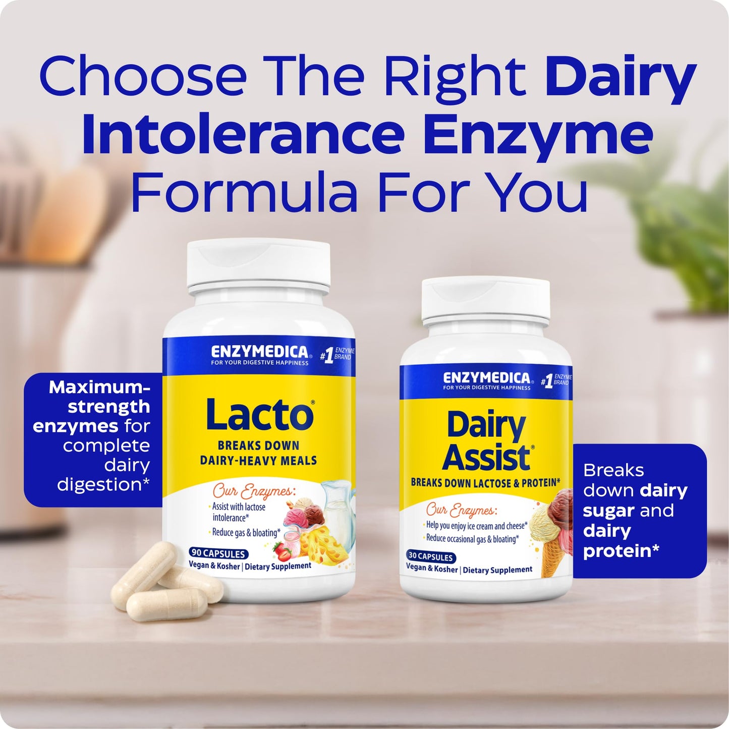 Enzymedica Lacto: Pro Lactase Pills for Lactose and Dairy Digestion