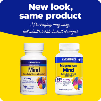 Enzymedica Magnesium Mind with ATA Mg – High-Bioavailability Magnesium for Sleep, Stress & Cognition | 60 Count
