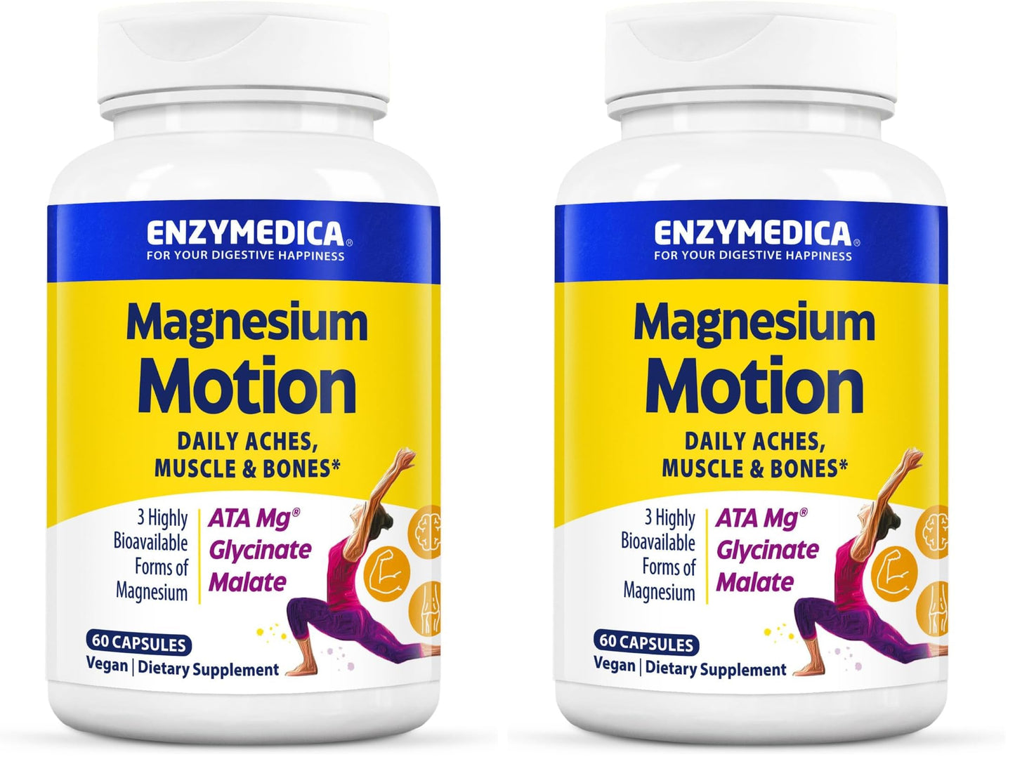 Enzymedica Magnesium Motion – 60 Count (Pack of 2) with 3 Forms: ATA Mg, Glycinate, Malate