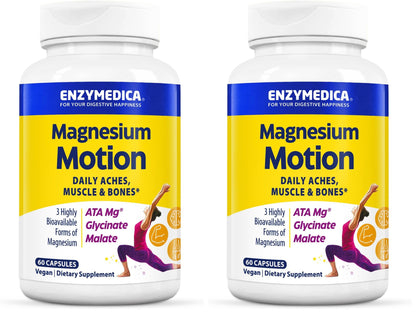 Enzymedica Magnesium Motion – 60 Count (Pack of 2) with 3 Forms: ATA Mg, Glycinate, Malate