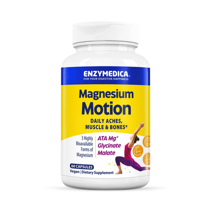Enzymedica Magnesium Motion – 60 Count | 3 Forms Magnesium (ATA Mg, Glycinate, Malate) for Muscles & Bones