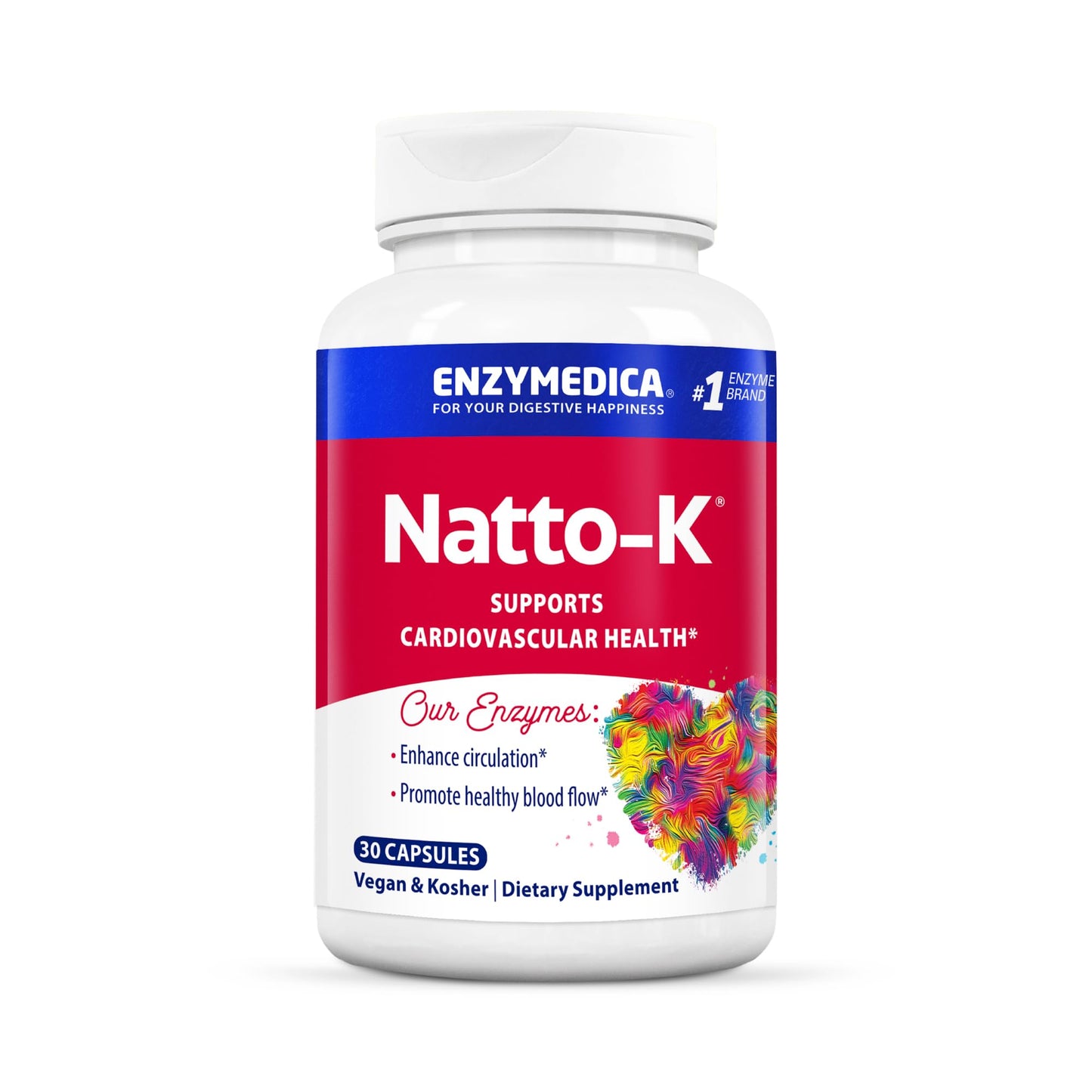 Enzymedica Natto-K Nattokinase Supplement – Supports Heart Health & Circulation | 30 Count