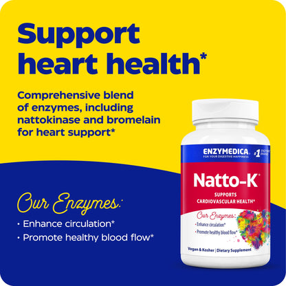 Enzymedica Natto-K Nattokinase Supplement – Supports Heart Health & Circulation | 30 Count
