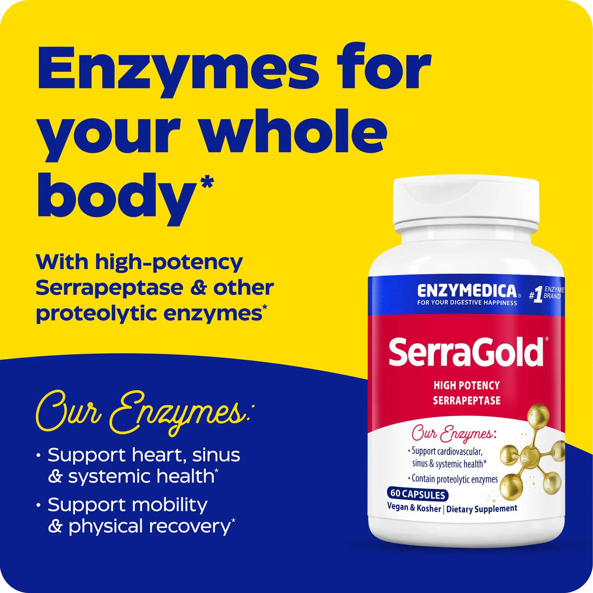 Enzymedica SerraGold High-Potency Serrapeptase Enzyme Supplement – 120 Count BritishVita | Premium UK Vitamins & Wellness Supplements