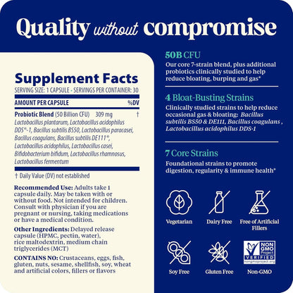 Enzymedica SubCulture Probiotics for Gas & Bloating – 50B CFU, 30 Count