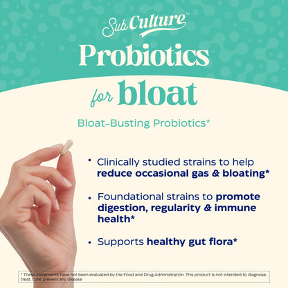 Enzymedica SubCulture Probiotics for Gas & Bloating – 50B CFU, 30 Count