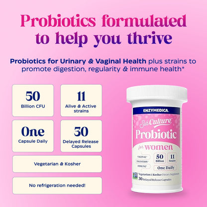 SubCulture Probiotics for Women – 50B CFU, Vaginal & Urinary Health | Enzymedica